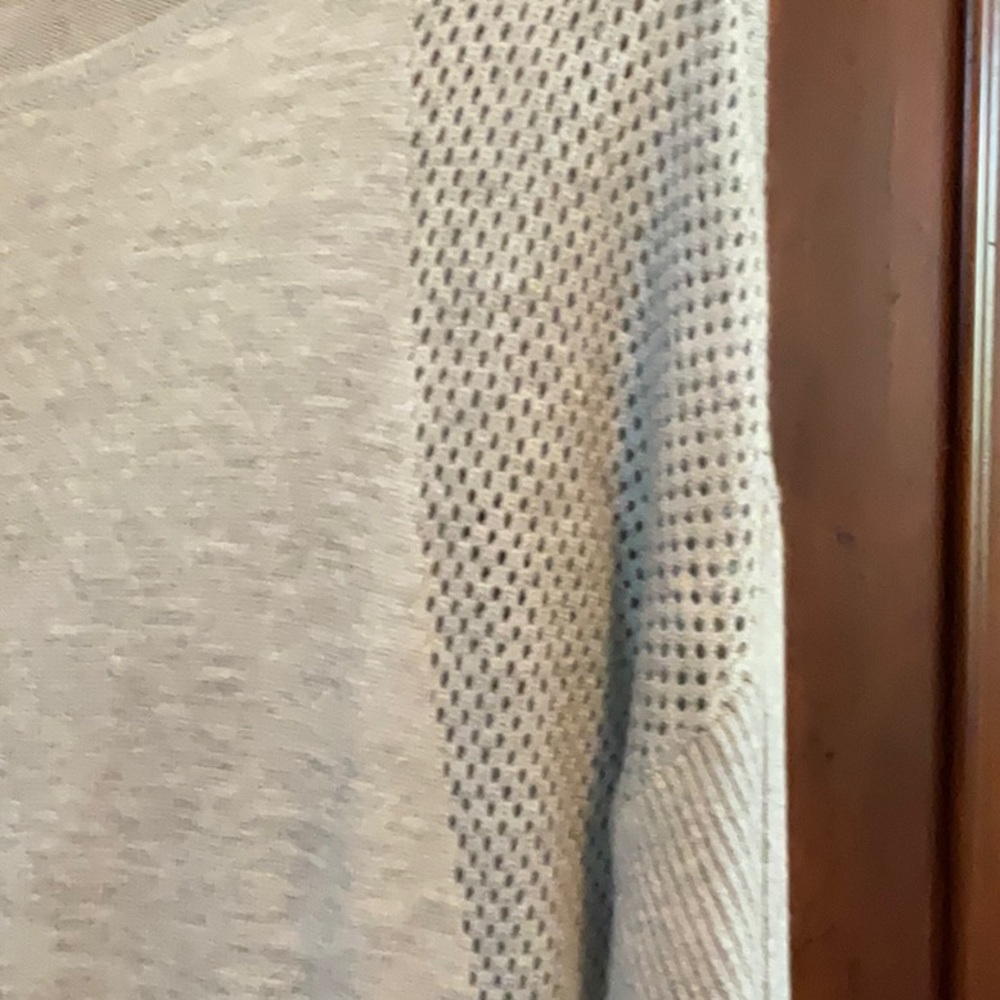 INC fancy sweater, angled bottom, netted sleeve, light gray, PL, NWT - Picture 3 of 12